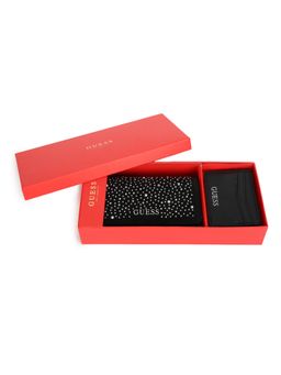 Guess - Black Embellished Sandria Boxed 3-Fold Wallet With Card Case