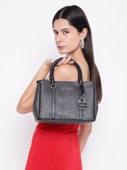 Guess - Charcoal Printed Saffron Satchel Bag with Detachable Strap