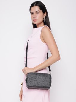Guess - Charcoal Printed Saffron Crossbody Sling Bag with Detachable Strap