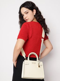 Guess - Yellow Solid Salado Satchel Bag with Detachable Strap