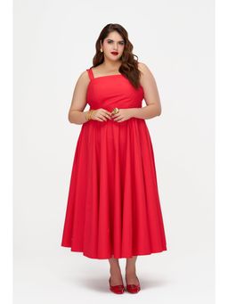 Virgio - Red Women Fit and Flare Dress with Bow