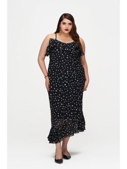 Virgio - Black Women Georgette Maxi Ruffle Dress