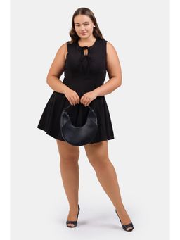 Virgio - Black Women Ponte Fit and Flare Mini Dress