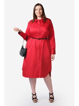 Virgio - Red Women Midi Shirt Dress