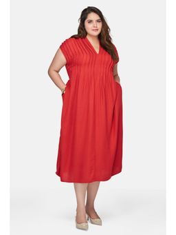 Virgio - Rust Women Linen Dress with Tie-Up Back