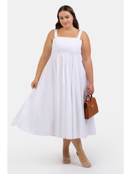 Virgio - White Women Fit and Flare Dress with Bow