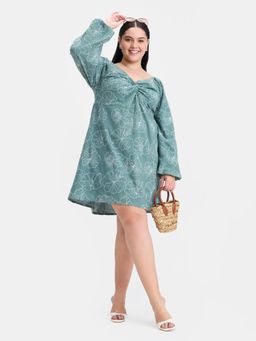 Virgio - Green Women Embroidered Mini Dress