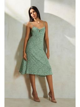 Virgio - Green Women Floral A-Line Dress
