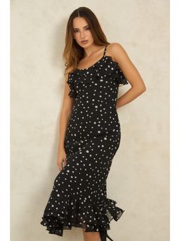 Virgio - Black Women Georgette Ruffle Dress