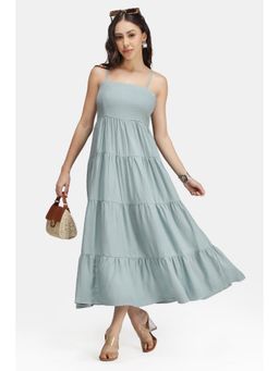 Virgio - Green Women Linen Strappy Sleeveless Dress