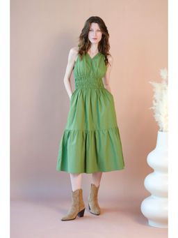 Virgio - Green Women Tier Midi Dress