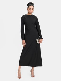 Virgio - Black Women Satin Stylised Back Dress