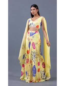 GAGAN VOHRA - Yellow V-Neck Floral Co-Ord Set