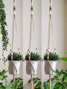 Ecofynd - Minimalist Macrame Plant Hanger (Set Of 3)