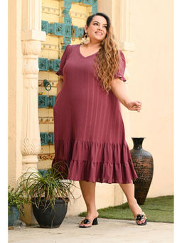 Desi Noor - Plus Size Copper Colour Fully Stretchable Dress