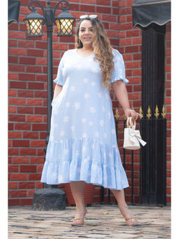 Desi Noor - Plus Size Sky Floral Dress