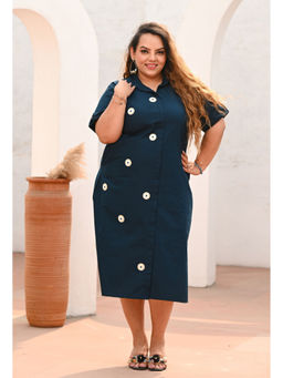 Desi Noor - Plus Size Teal Quirky Evil Eye Dress