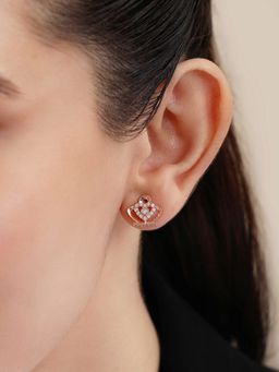 Zavya - Heart Spark Rose Gold Plated 925 Sterling Silver Earrings