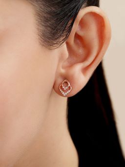 Zavya - Graceful Shapes Rose Gold Plated 925 Sterling Silver Earrings