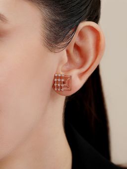 Zavya - Sleek Square Rose Gold Plated 925 Sterling Silver Earrings