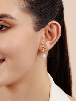 Zavya - Leaf Drop Rose Gold Plated 925 Sterling Silver Earrings