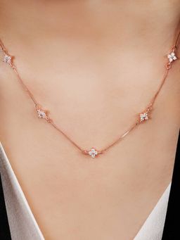 Zavya - Alluring Rose Gold-Plated 925 Sterling Silver Necklace with Cubic Zirconia