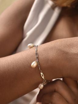 Peach Tassels - Pearl Chain Bracelets
