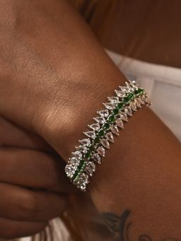 Peach Tassels - Green Stone Bracelets