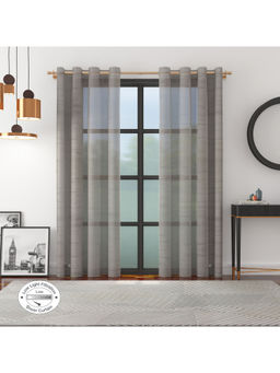 HomeTown - Amour Set of 2 Burn Out Xl Door Sheer Curtain in Charcoal Color