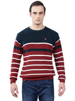 Cantabil - Men Maroon Striped Sweater
