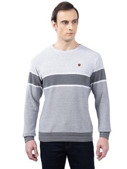 Cantabil - Men Grey Striped Sweater