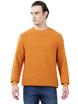 Cantabil - Men Mustard Self Design Sweater