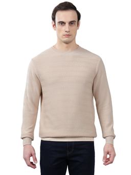 Cantabil - Men Beige Self Design Sweater