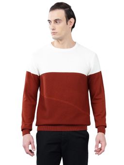 Cantabil - Men Maroon Colorblock Sweater
