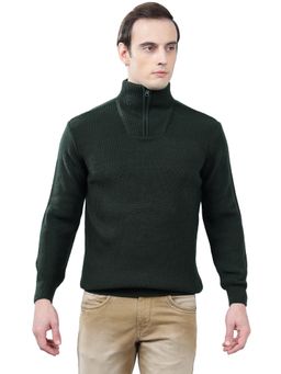 Cantabil - Men Dark-Green Solid Sweater