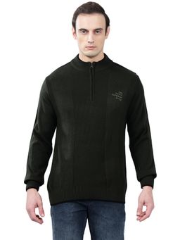 Cantabil - Men Dark-Green Self Design Sweater