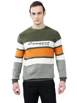 Cantabil - Men Green Striped Sweater