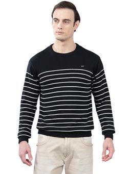 Cantabil - Men Navy Blue Striped Sweater