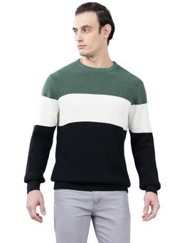 Cantabil - Men Dark-Blue Colorblock Sweater