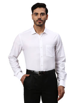 Park Avenue - Mens Regular Fit Solid White Shirt