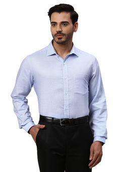 Park Avenue - Mens Regular Fit Self Design Light Blue Shirt