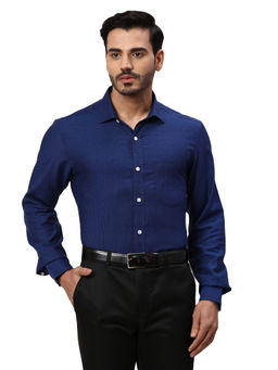 Park Avenue - Mens Regular Fit Self Design Navy Blue Shirt