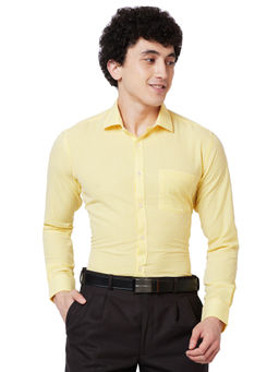 Park Avenue - Mens Slim Fit Checks Yellow Shirt