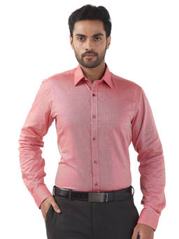 Raymond - Mens Regular Fit Solid Orange Shirt