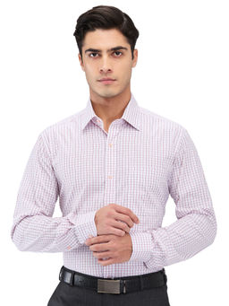Raymond - Mens Slim Fit Checkered Pink Shirt