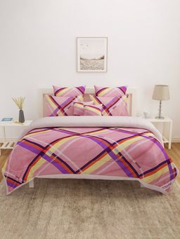 At Home by Nilkamal - Ammara Checks Single Comforter Pink