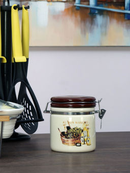 At Home by Nilkamal - Vintage Jar Ceramic 450 ml (Brown)