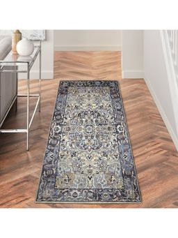 OBSESSIONS - Anti-Static Machine Made Polyester Bedside Runner, Purple & L Grey (2 x 5 Feet)