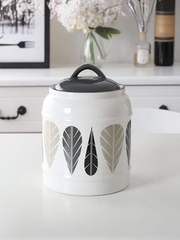 Ekhasa - Grey Big Ceramic Jar with Lid for Storage, 2500Ml