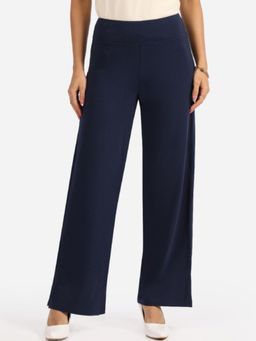 Blissclub - Navy Blue Women's Am:Pm Cotton Wide Leg Pant